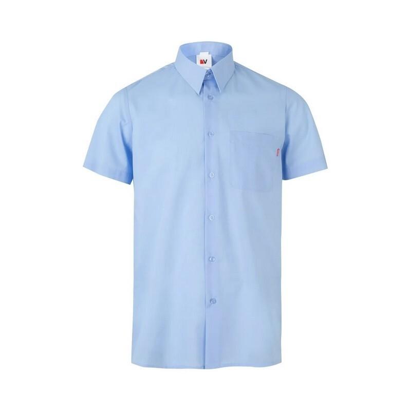 CAMISA M. C. UN BOLSILLO  CELESTE T-L.