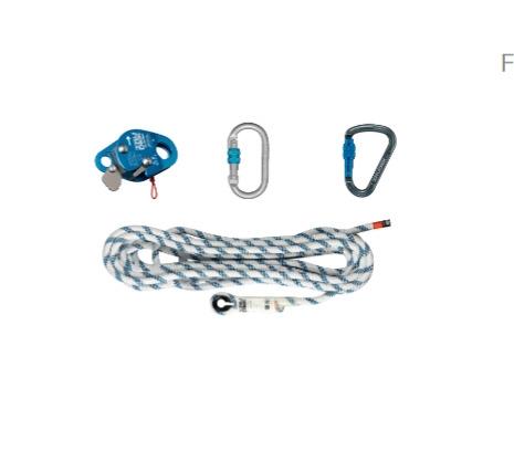 KIT ANTICAIDAS IRUDEK DESLIZANTE + CUERDA SEMIESTATICA TIPO A 10,5 MM 15 M TERMINALCOSIDO Y MOSQUETONES